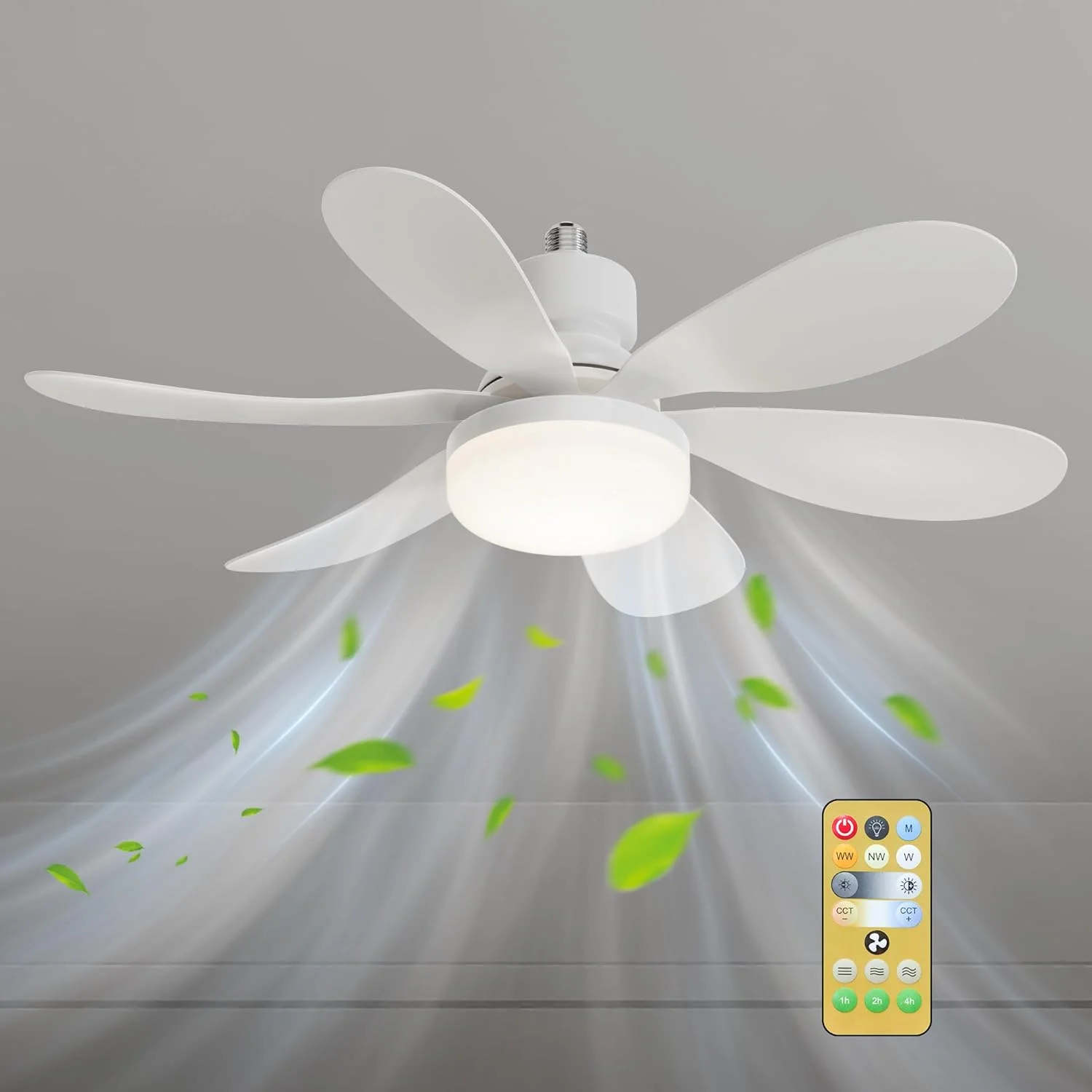 Socket Fan Light LED E27 Ceiling Fan with Led Light Dimmable Small Ceiling Fan Garage Bathroom study Bedroom Kitchen Use Fans