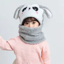  Winter Children Hat Plus Fleece Kids Caps Cartoon Hat For Girls Boys Scarf Thicken Cap Newborn Photography Baby Stuff 