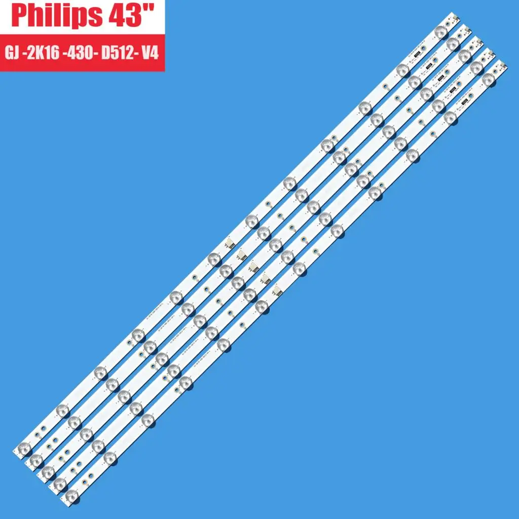 100% New 5pcs/Kit LED strips for PHI LIPS 43 TV 43PUS7202 43PUH6101 43PUS6551 43PUS6401 12 TPT430H3 DQYSHA G GJ 2K16 430 D512 V4