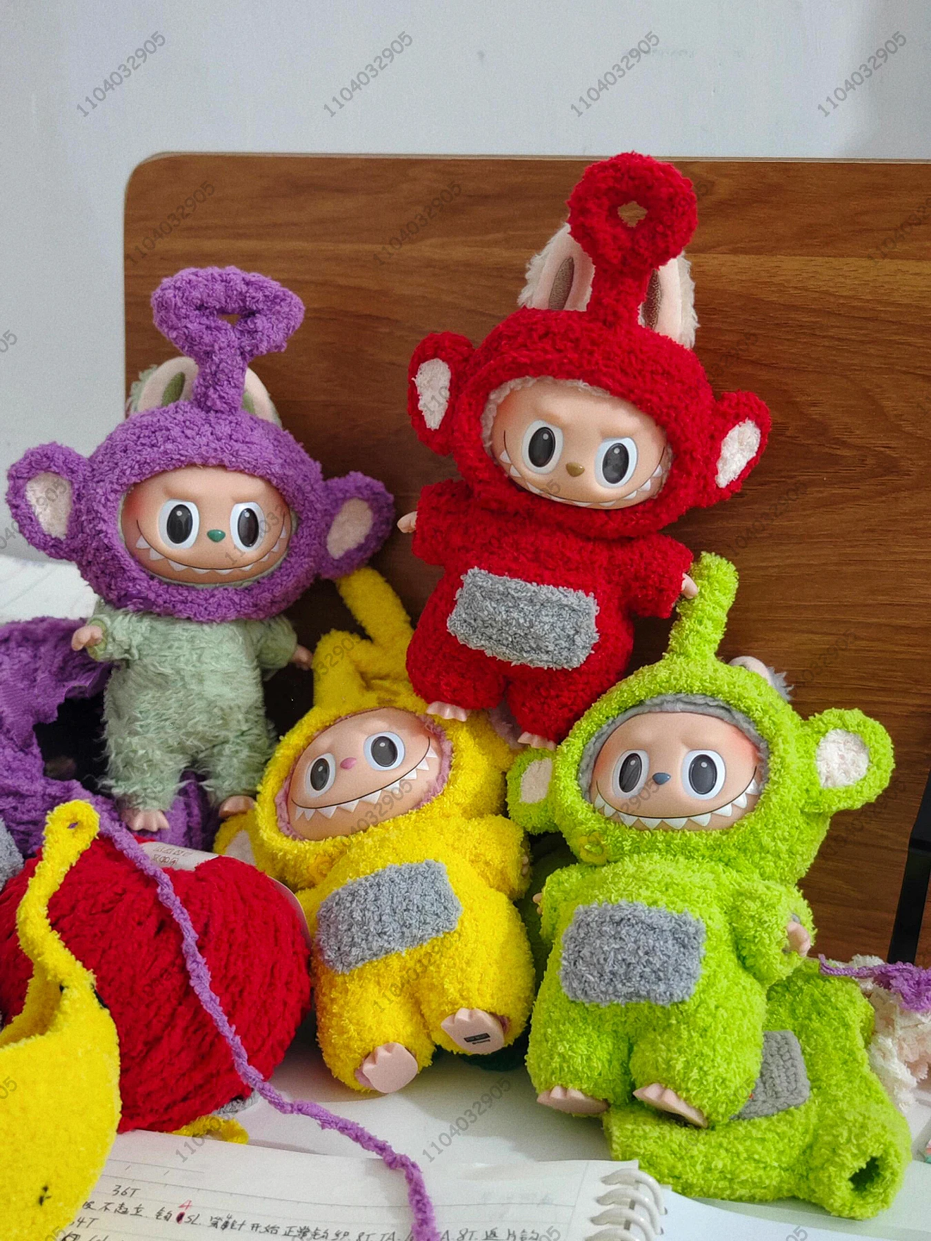 Labubu The Monsters Teletubbies Costume Dipsy Tinky Winky Clothes 1:1 Original Replica Vinyl Doll Action Figure Bag Charm Gift