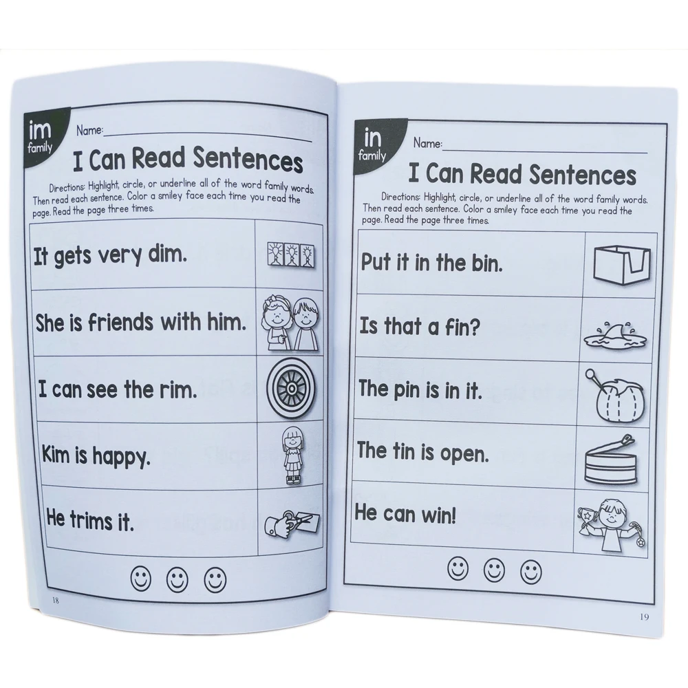 113 P English Phonics sentence Practice Book I Can Read Exercise Book for kid children learning English Educational toy Kid Game 6