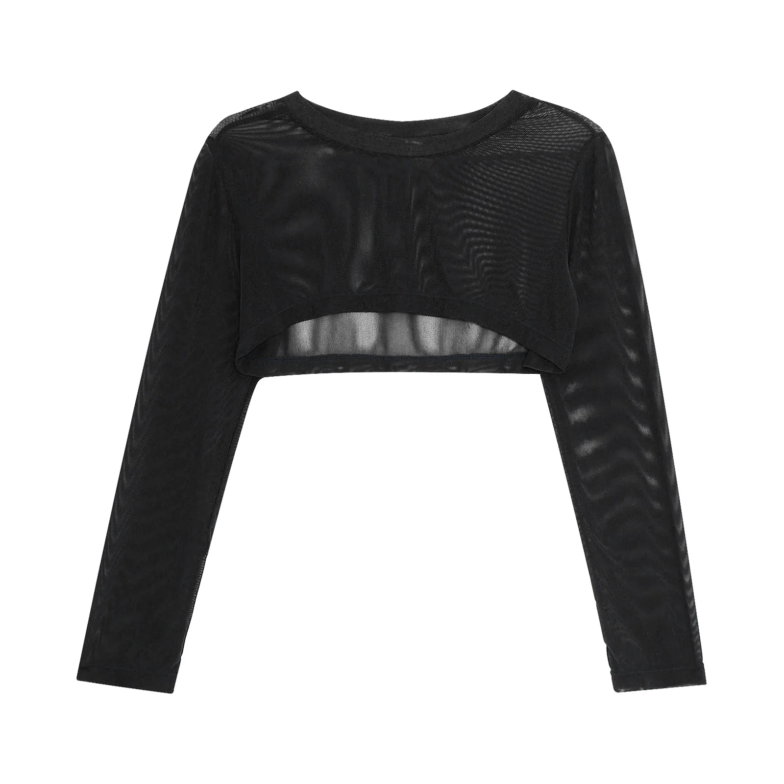Kids Girls Swim Tops Mesh Swimwear Crop Top Long Sleeves Sun Protection Beach Cover Up Tops Beachwear Sunproof Cover Up Top