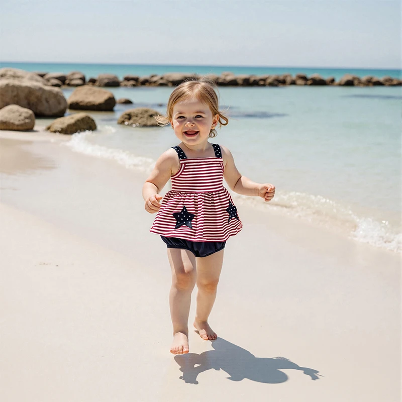 Stars and Stripes 2 PC Dress and Bloomer Set Image 1