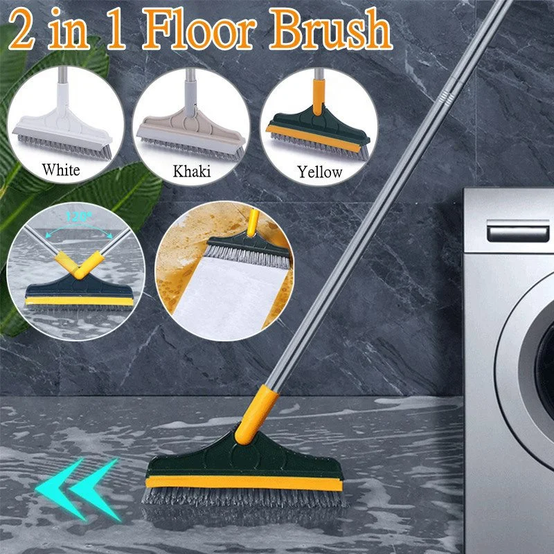 2In1FloorBrushStainlesssteelLongHandleTileFloorCleaning