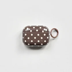 Chic Black Glossy Protective Earphone Case with White Polka Dot Design - AirPods 4 (BROWN)