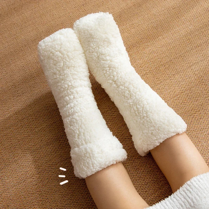 Fuzzy Sleeping Socks Women Fluffy Slouch Winter Warm Plush Non
