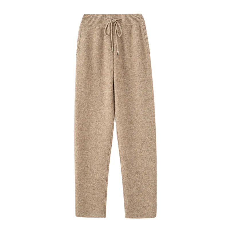 ATTYYWS New men's cashmere long pants, autumn and winter knitted high-end men's cashmere small leg pants Solid color