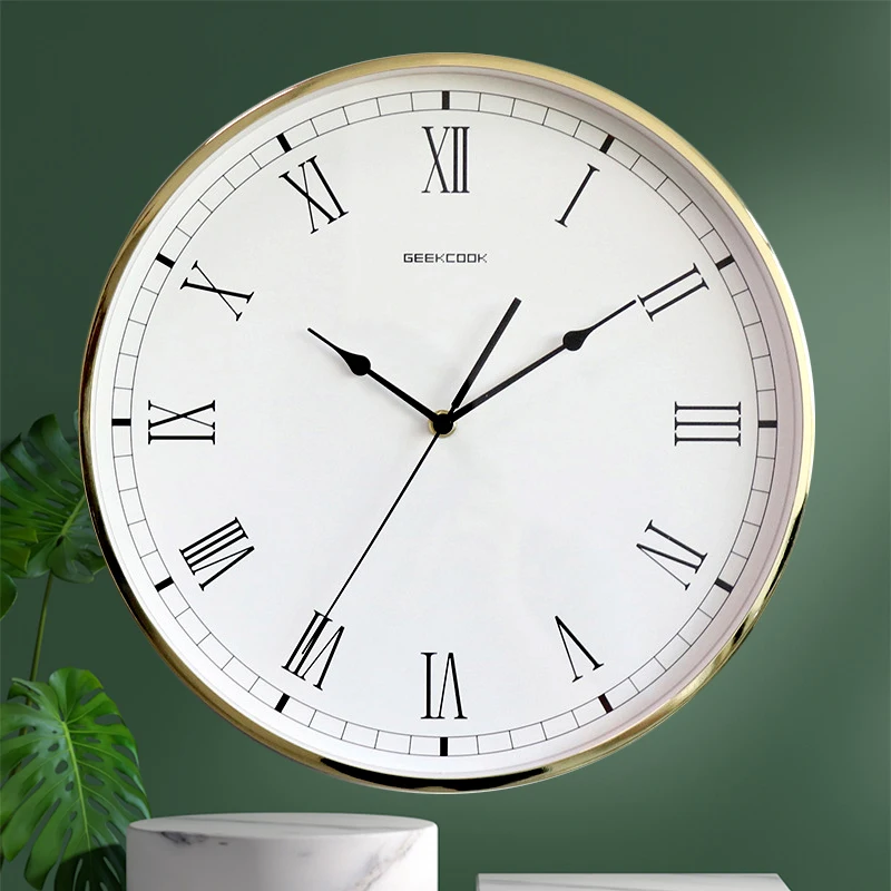 

Bedroom Kids Room Clock Wall Hanging Simple Nordic Design Round Silent Retro Clock Designer Kitchen Horloge Murale Home Decor