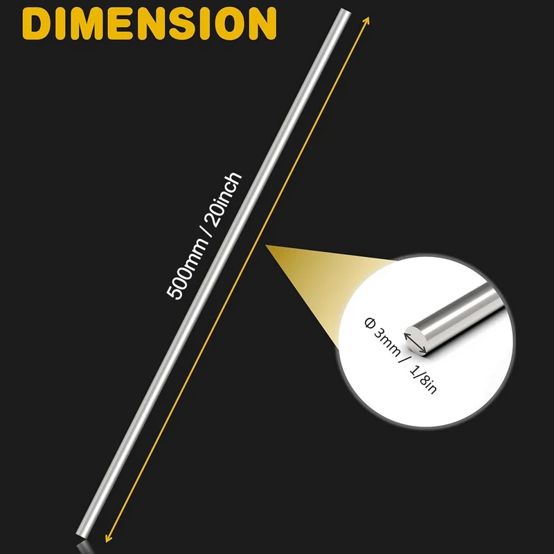 2pcs 304 Stainless Steel Solid Round Rod Lathe Bar Stock Assorted for DIY Craft Tool Diameter 2mm 3mm 4mm 5mm 6mm 8mm