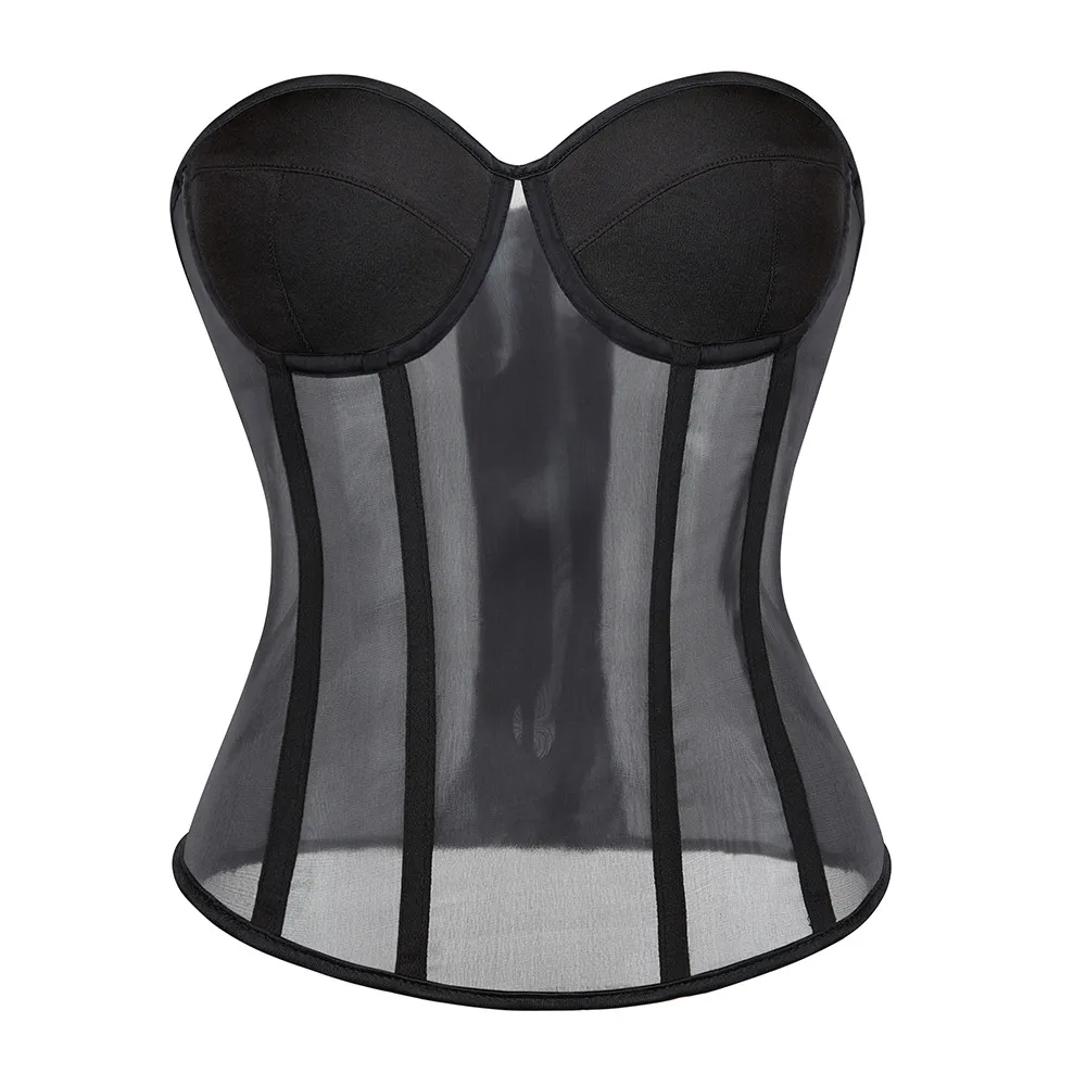 

Plus SizeTransparent Bra Mesh Push Up Bralet Women's Sexy Black Corset Bustier Club Party Breathable Shapwear Costumes