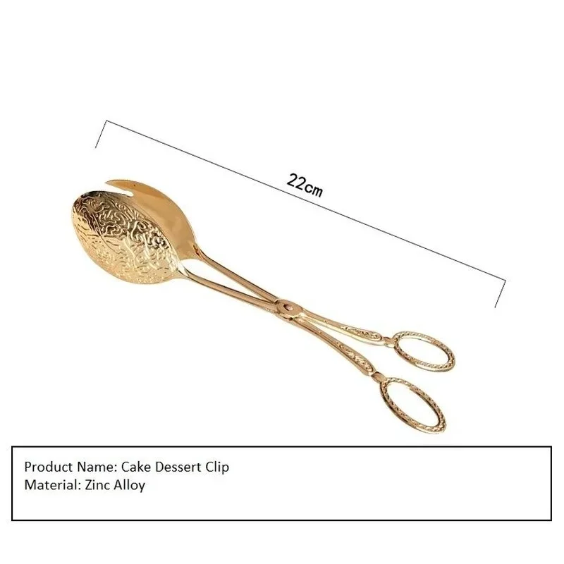 Food Tong Gold-plated Snack Cake Clip Salad Bread Pastry Clamp Baking Barbecue Tool Fruit Salad Cake Clip Kitchen Utensils