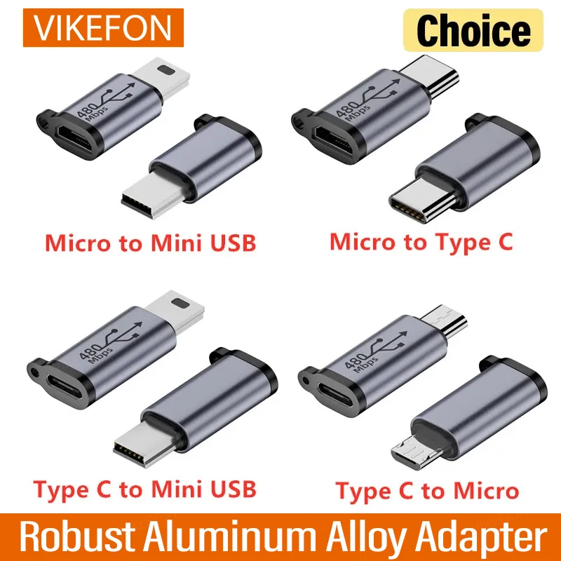 Universal Multi-Port Adapter: Type C, Micro USB, Mini USB Connectors