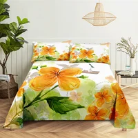 Green Fashion Queen Sheet Set Girl, Lovers Room Flowers Bedding Set Bed Sheets and Pillowcases Bedding Flat Sheet Bed Sheet Set 4