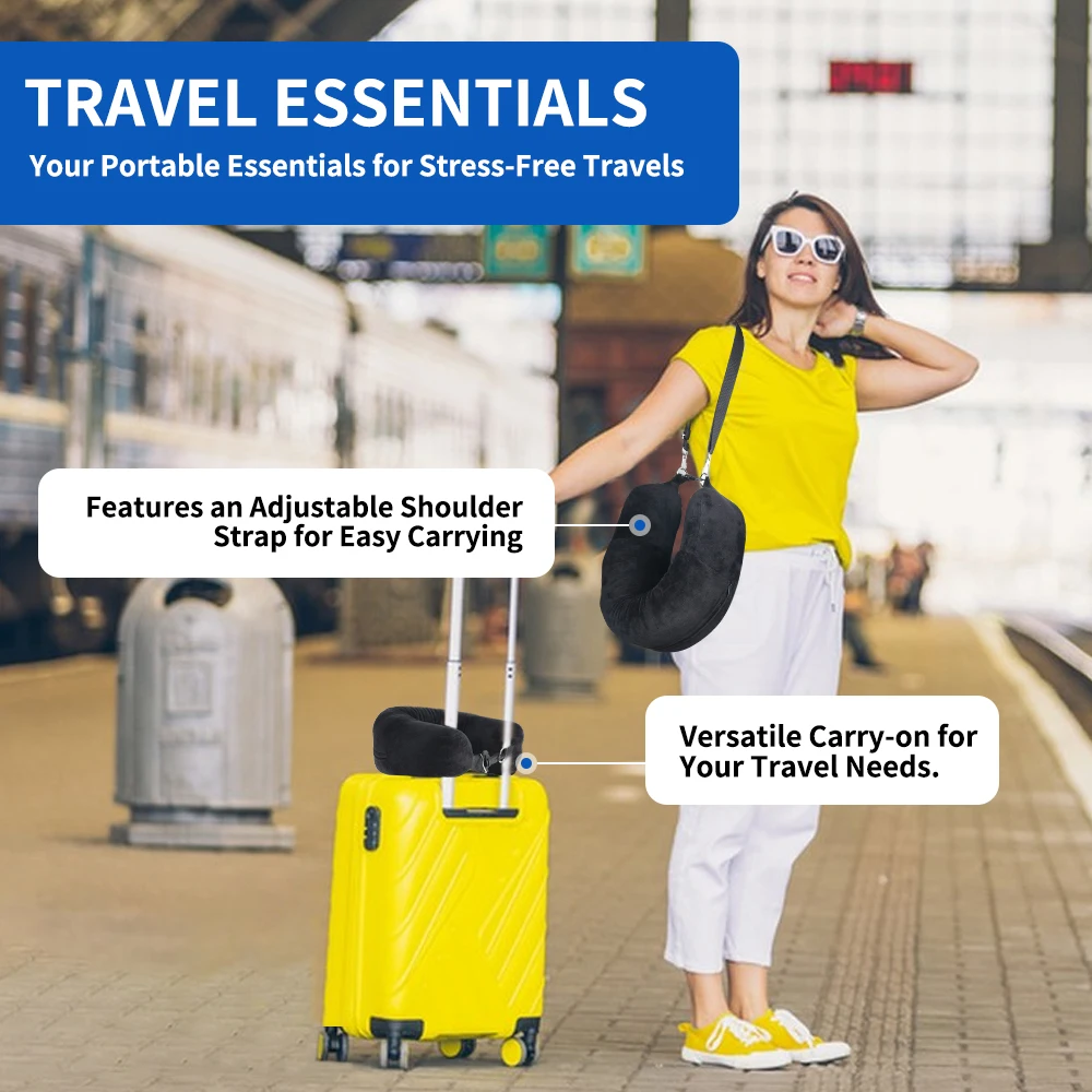 U-Shaped Travel Pillow, Refillable with Clothes And Daily Essentials, Essentials Car And Plane Trips,Travel Essentials