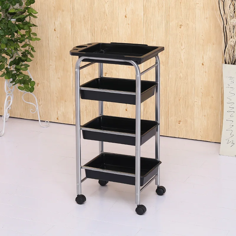 Aesthetic Acrylic Tool Trolley Portable Black Professional Auxiliary Cart With Wheels Carrello Attrezzi Salon Furniture MQ50TC acrylic makeup organizer tray black compact holder jewelry storage box with 18 compartments