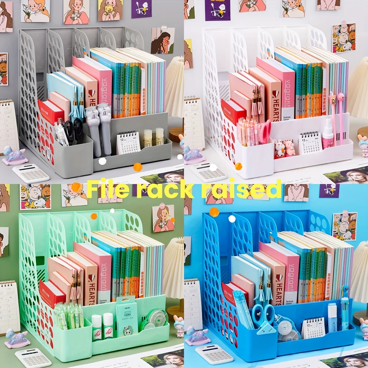 1 Pcs, Thickened, Quadruple File Bar, Desktop File Shelving, Storage Box, Pen Holder Frame, Box, Office Supplies