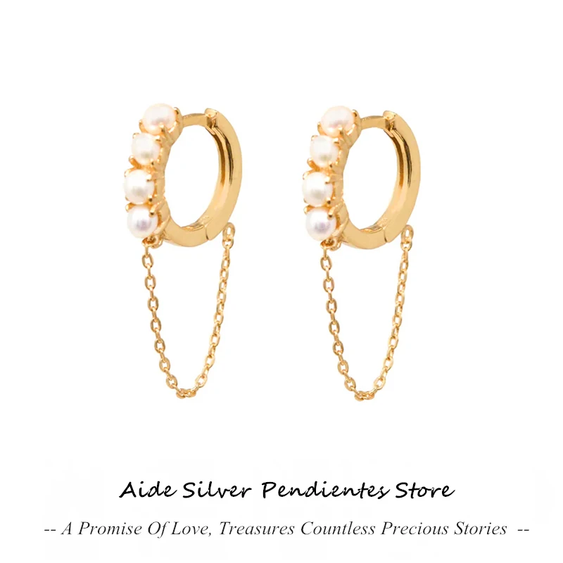 Huggie Ear Ring Pearl Earring Hoop Earrings 4 Pearl Tassel Hoop