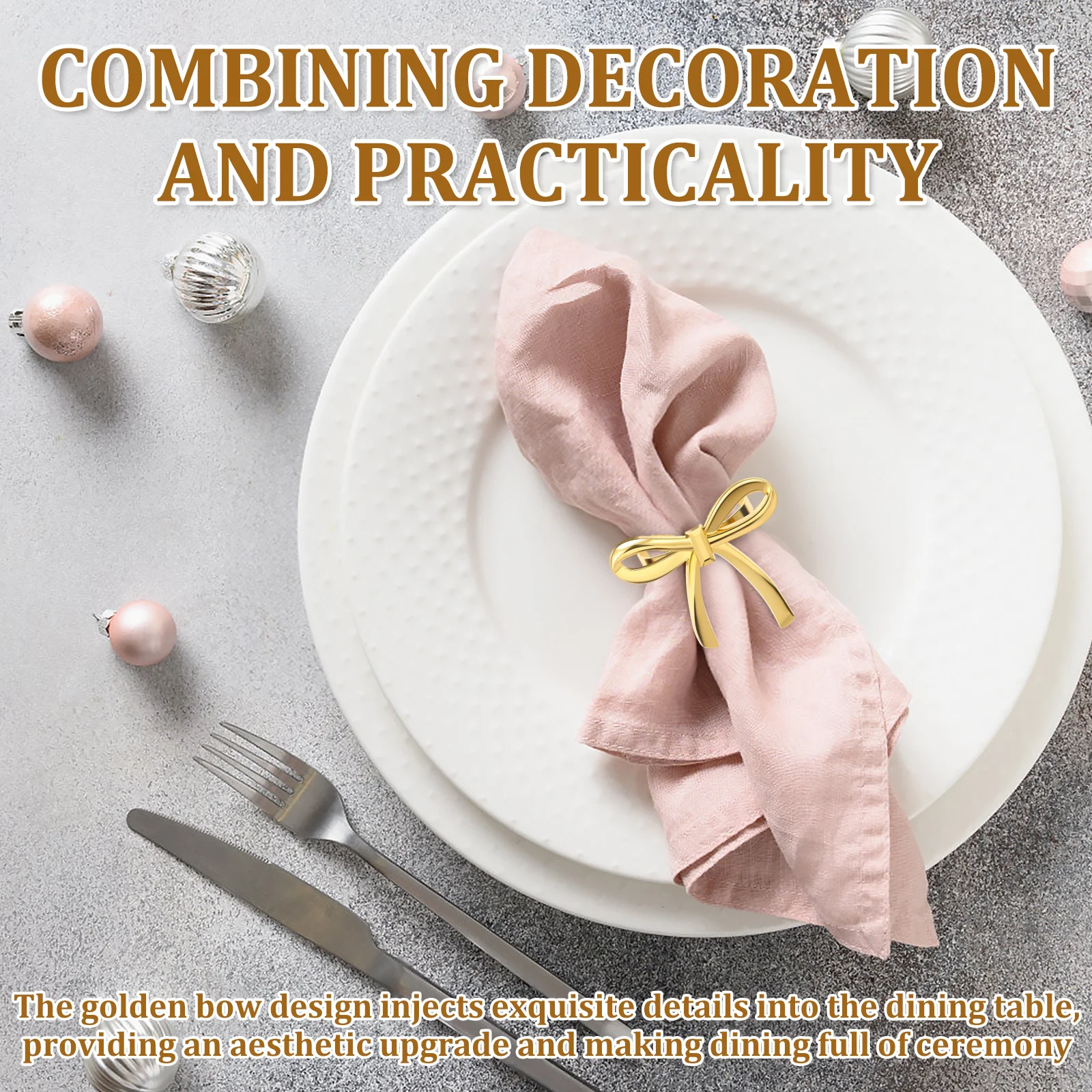 18/30 Pcs Gold Napkin Ring Bow Napkin Rings Reusable Metal Napkins Holder for Wedding Party Dinner Hotel and Table Decoration