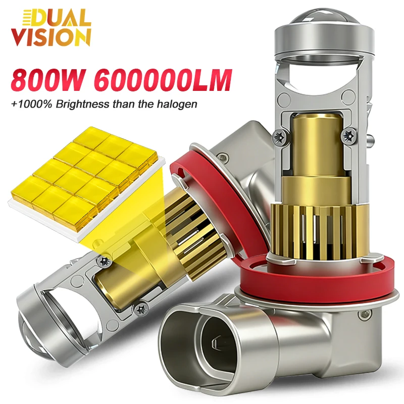 2개입 H7 LED 프로젝터 렌즈 H4 H8 H11 9005 HB3 9006 HB4 LED 자동차 헤드라이트 전구 캔버스 600000LM 상하향등 미니 램프 12V 6000K