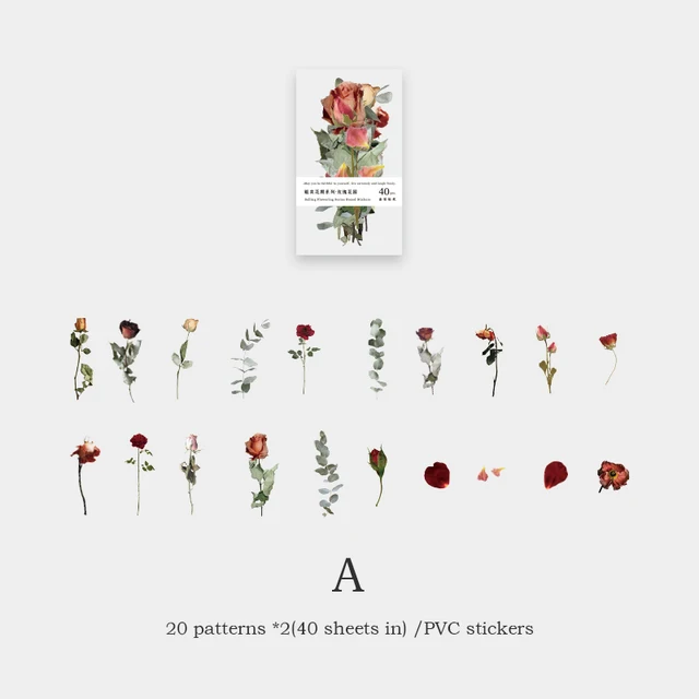 Mr.paper 4 Designs Sells Flowering Series Boxed Stickers Box Stickers Creative Mini Pocket Decoration DIY Material Stickers A