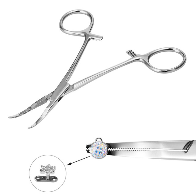 Sterile Surgical Steel Dermal Anchor Holding Tool Plier Tweezer Clamp Professional Disc Forcep Body Piercing Equipment 3-5mm