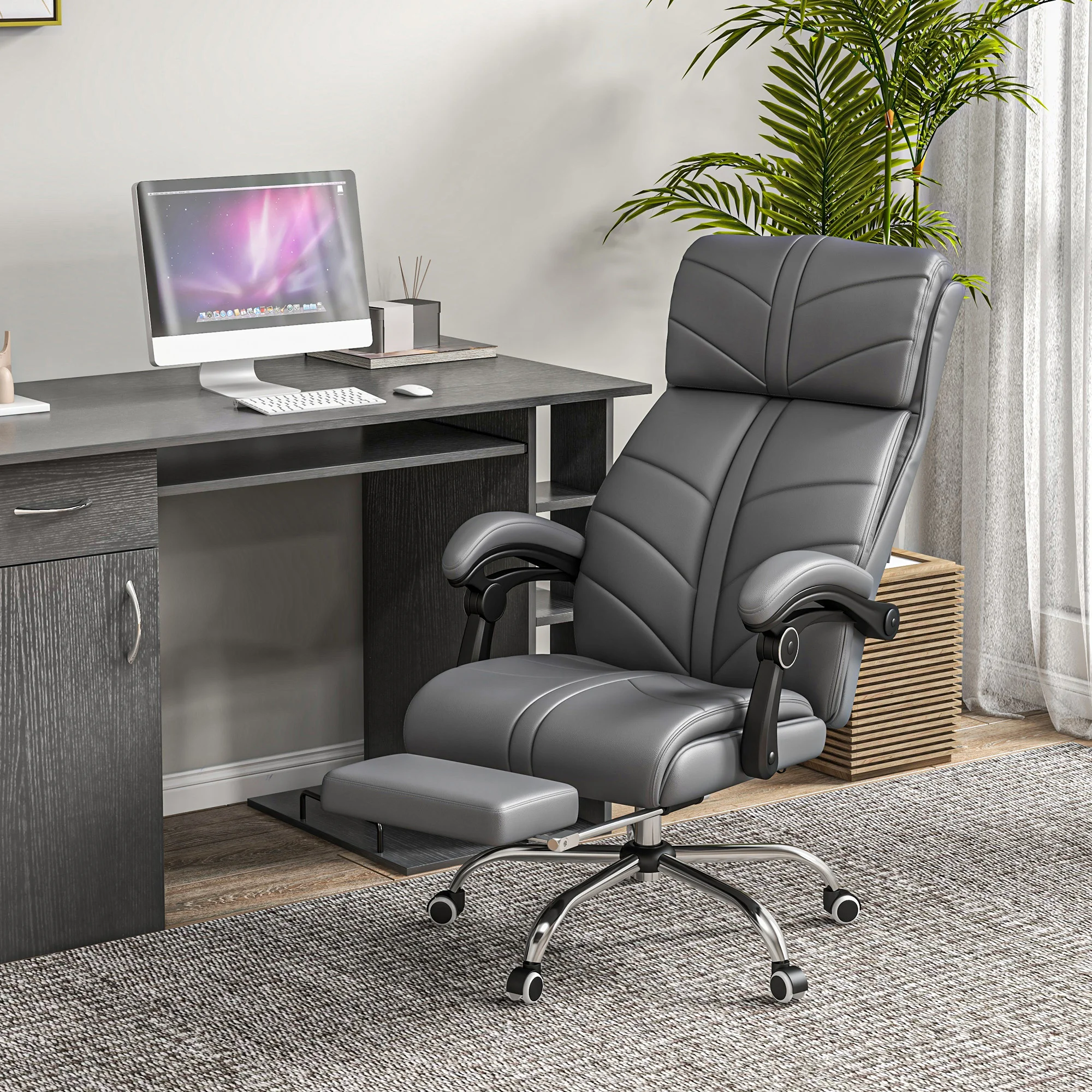 Vinsetto Executive Massage Officehair, Computer Desk Chair, Pu Leather Heated Reclining Chair with Adjustable Height 2