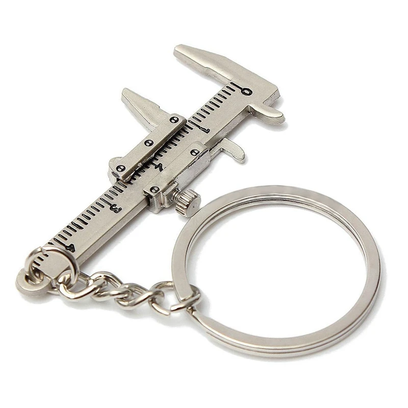 

4X Useful Mini Vernier Caliper Tool Pendant Slider Slides Keyring Key Chain 10CM