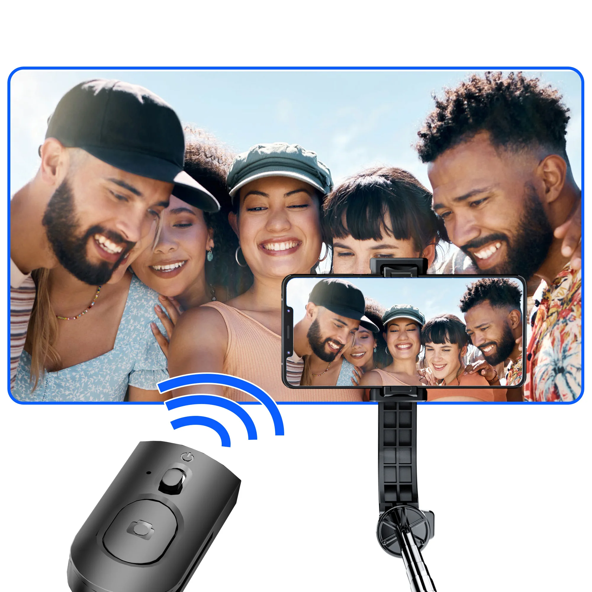 Selfie Stick 1130mm Extended Wireless Bluetooth Stabilizer for Android IOS Smartphone