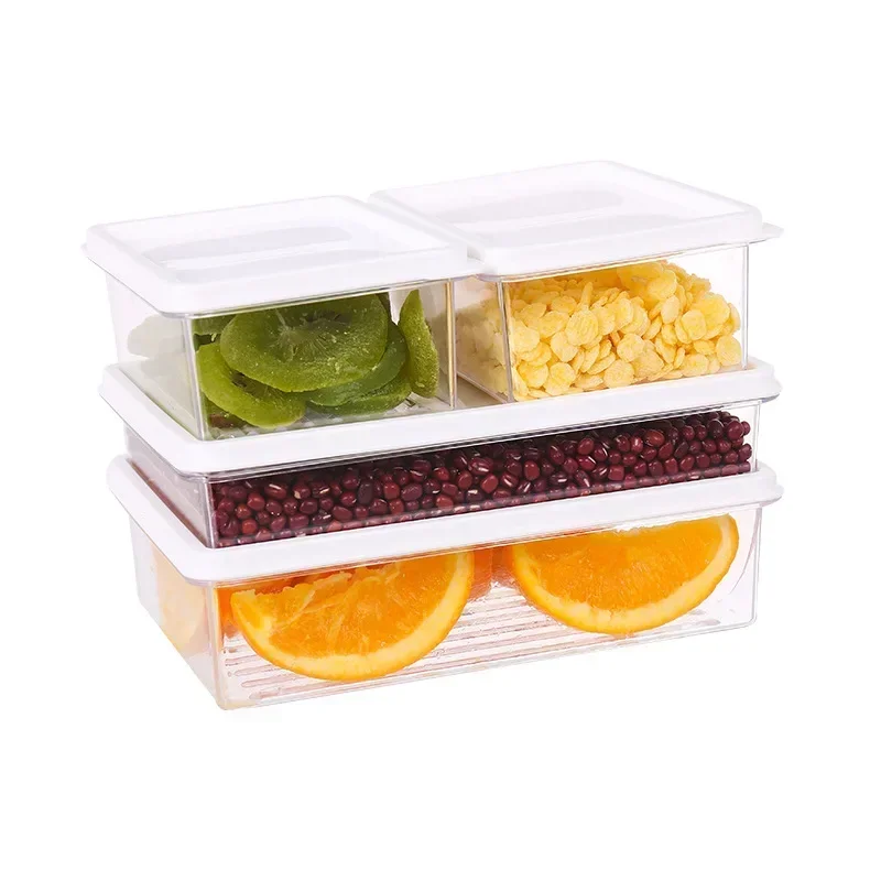 4 Pcs Frozen Meat Preservation Box Refrigerator Food Retain Freshness Transparent Storage Jar Home Kitchen Vegetable Storage Organizer — Color: 4 Pcs Set