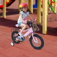 Vélo pour enfants de 14 pouces, vélo d'extérieur réglable avec roues d'entraînement, panier et siège arrière pour garçons/filles de 3 à 6 ans 5