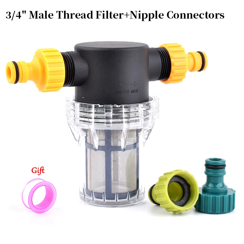Garden Watering Filter Agriculture Irrigation Water Pipe Quick Connector Impurity Prefilter Car Washing Water Pump Strainer 3/4"