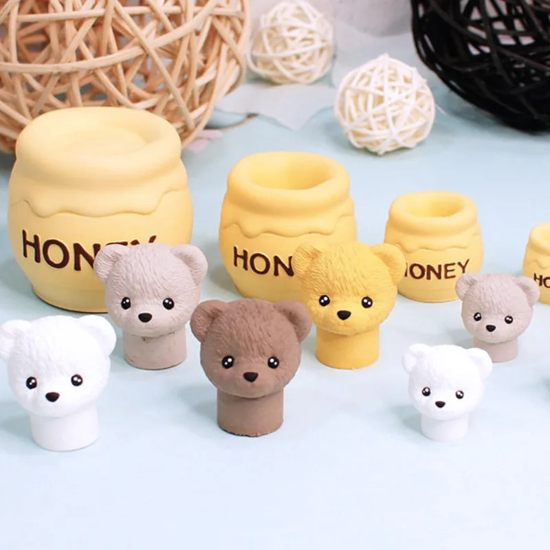 Description Picture 3 of itemHoney Jar Teddy Bear Silicone Candle Mould Multi Size Cartoon Animal Soap Making Set Baby Room Painting Plaster Doll Decor Gifts