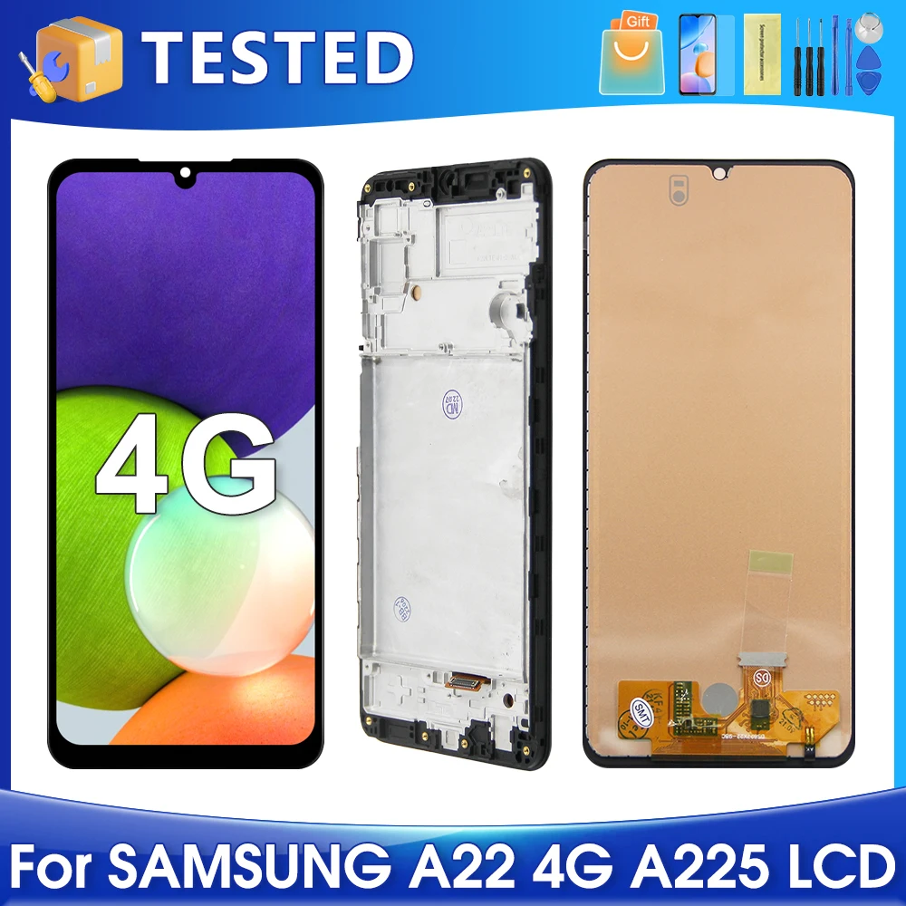 

ЖК-дисплей 6,4 ''A22 4G для Samsung AMOLED A225 A225F/DS A225M A225M/DS, сенсорный экран, дигитайзер в сборе, замена