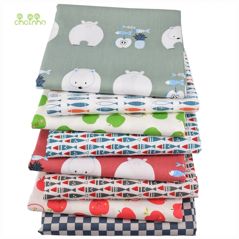 Chainho,Printed Twill Weave Cotton Fabric,Patchwork Cloth,DIY Sewing Quilting Material,Cartoon Series,8 Designs,2 Sizes,QC243