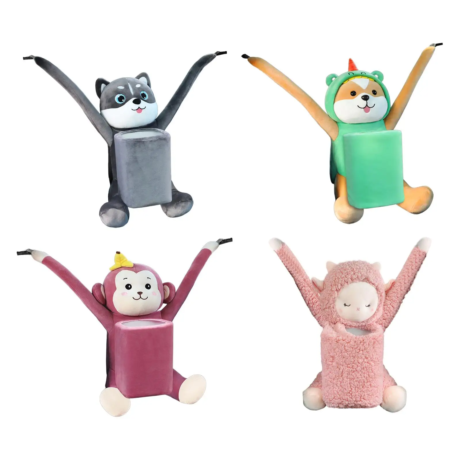 

Cute Animal Tissue Holder Trash Bin Interior Accessories Soft Garbage Can Organizer Creative Tissue Cover Paper Holder
