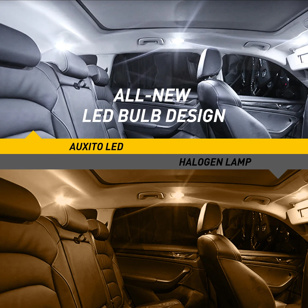 AUXITO-울트라 브라이트 화이트 LED 전구, 10X, W5W, T10, 194, 168 LED, 자동차 인테리어 조명 지도, 돔 도어 글러브 박스, 트렁크 라이트, 12V