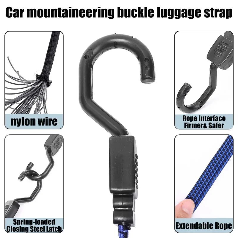 Elastics Rubber Luggage Rope Cord Hooks Bikes Rope Tie Bicycle Luggage Roof Rack Strap Fixed Band Hook Car Accessories cargo straps luggage strap cargo tie down strap tie down straps lashing strap bungee straps elastic binding rope bungee cord hooks