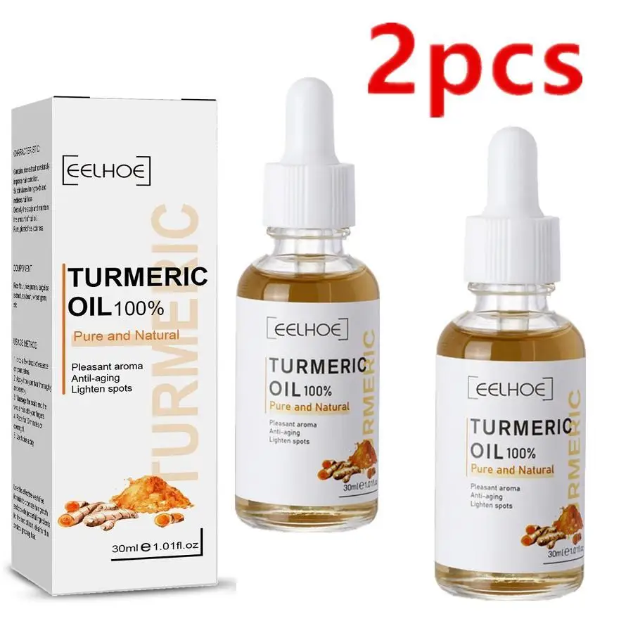 2PCS Turmeric Oil Skin To Lightening Acne Dark Patches Acne Bright Skin Dark Spot Corrector Anti Aging Face Whitening Serum Care 2pcs snail essence skin care face cream serum whitening anti wrinkle anti aging hydrating moisturizing facial creams cosmetics