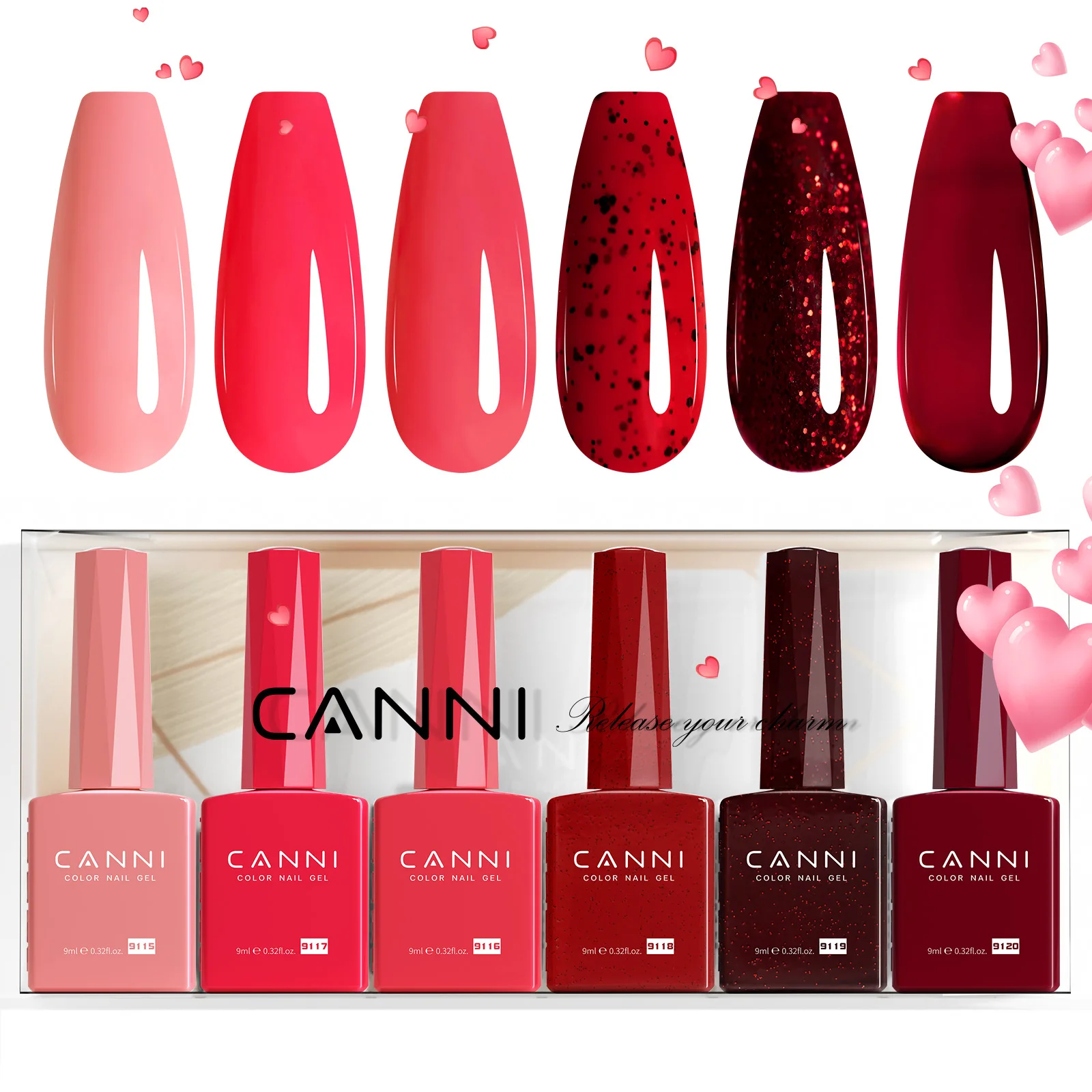 CANNI 9ml*6 Stück TPO-FREI Sommerfarben Neon Pink Gel Nagellack Set Abziehbarer UV LED Semi-Permanent Langanhaltende Nagel-Maniküre – Detail 18