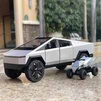 1:24 Cyber toy truck Model Y Model 3 Alloy Car Model Diecast Toy Vehicle Sound and Light Simitation Cars Model Toys Gift 1