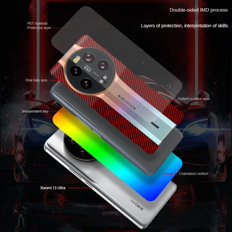 For Xiaomi 13 Ultra Case New Carbon Fiber Precision Hole Lens Full Package Laser Gradient Ultra-thin for Xiaomi 13 Pro Case