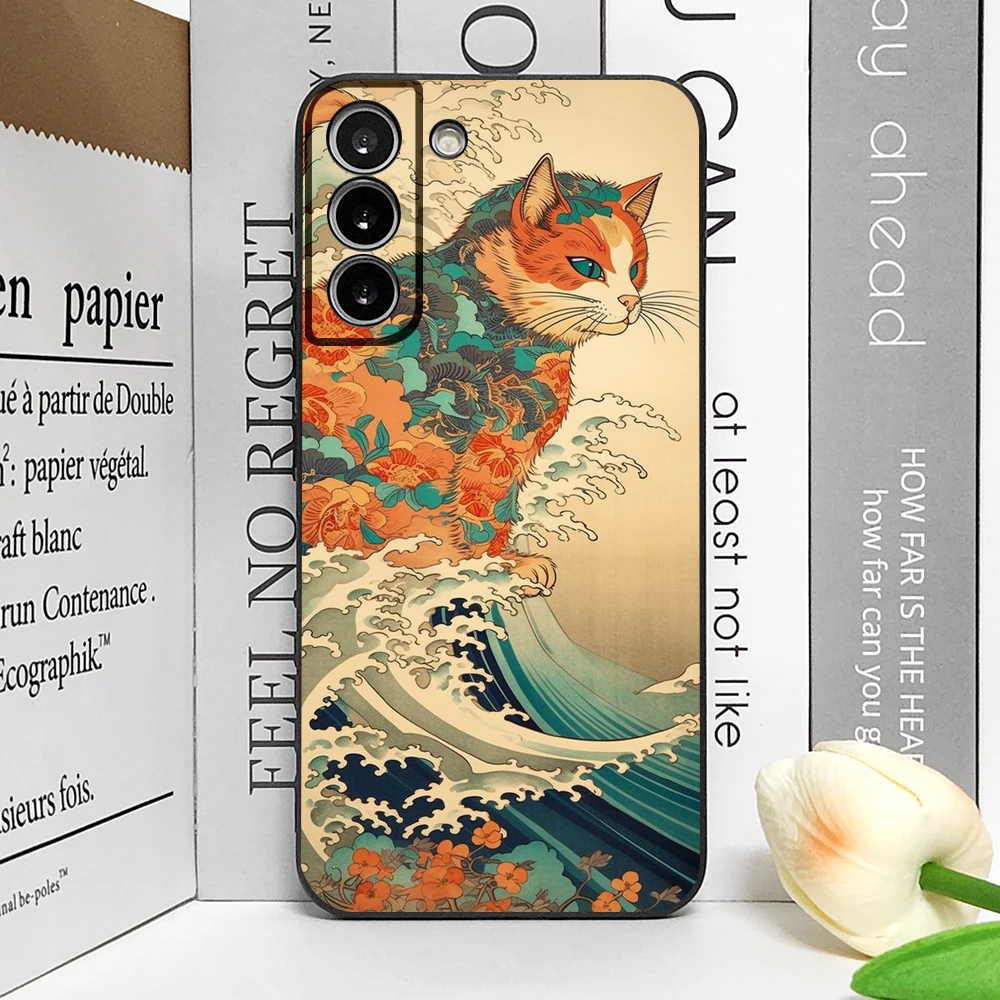 Japan The Great Wave of Kanagawa Cat Art Phone Case - Ultra Soft Cover