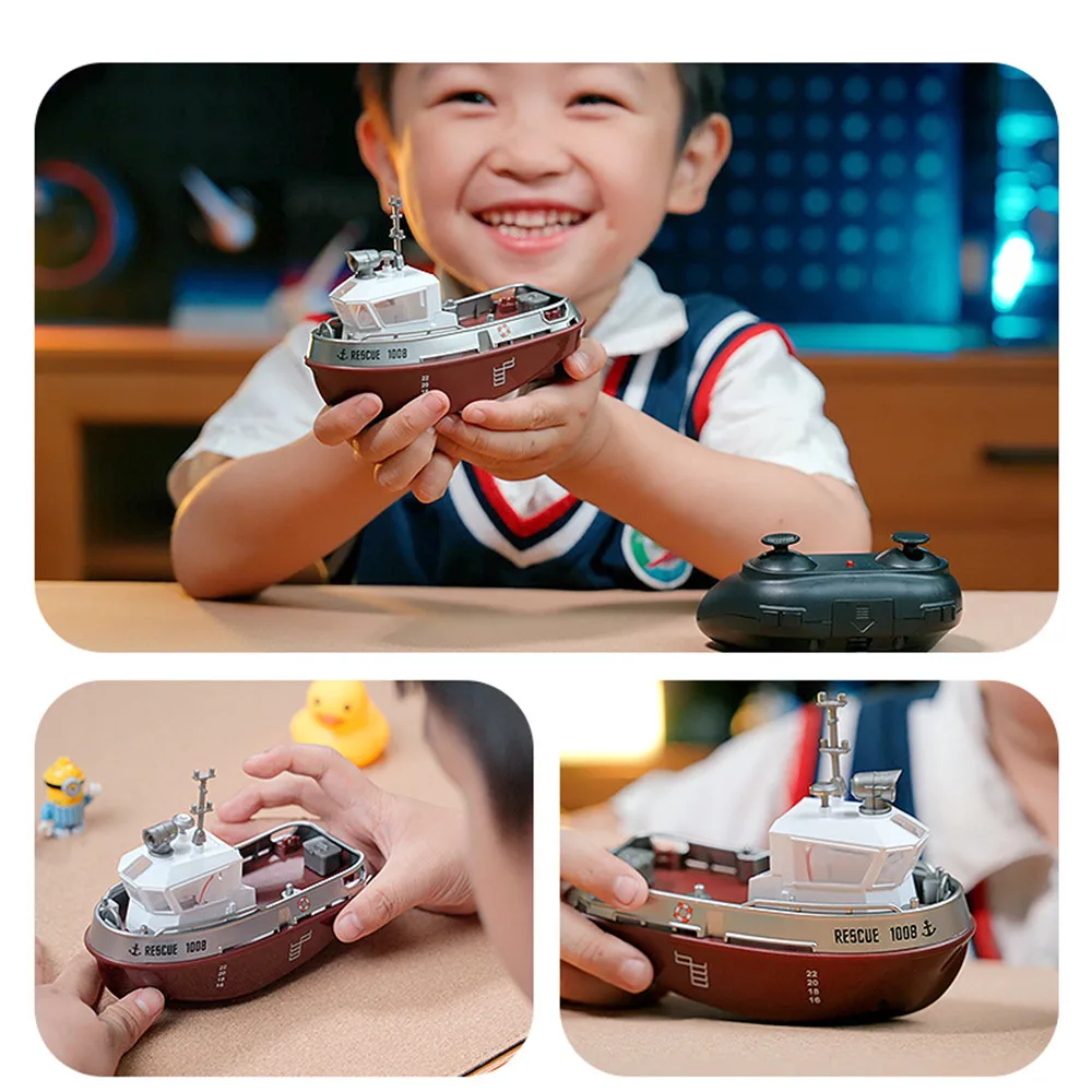 S820 1/32 2.4G Mini RC Boat LED Light Dual Motor Waterproof Remote Control Rescue 1008 Wireless Electric Vehicles Models Toys 4