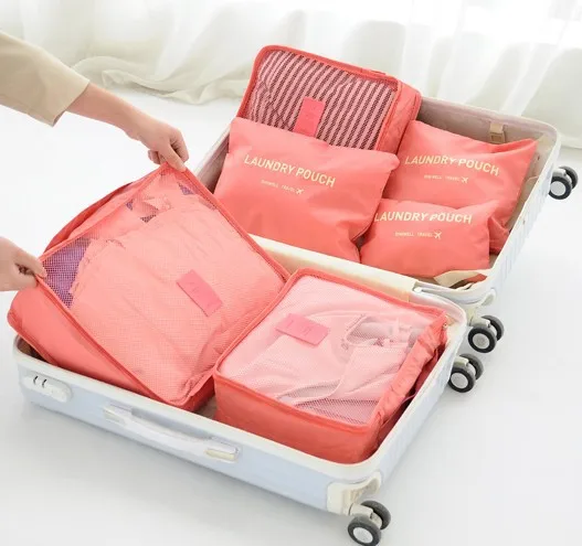 6 PCS Travel Storage Bag Set For Clothes Tidy Organizer Wardrobe Suitcase Pouch Unisex Multifunction Packing Cube Bag Travel Kit,storage bag,travel bags,clothes storage bags