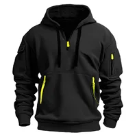 2024 New Multi Pocket Zipper Fleece Hooded Casual Shirt for Men and Women Plus Size Loose Pullover Fashion Sweatshirt top 1
