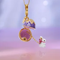 Fashion Openable Enamel Easter Egg Rabbit Pendant Necklace for Women Elegant Niche Party Jewelry Keychain Pendant Valentine Gift 1
