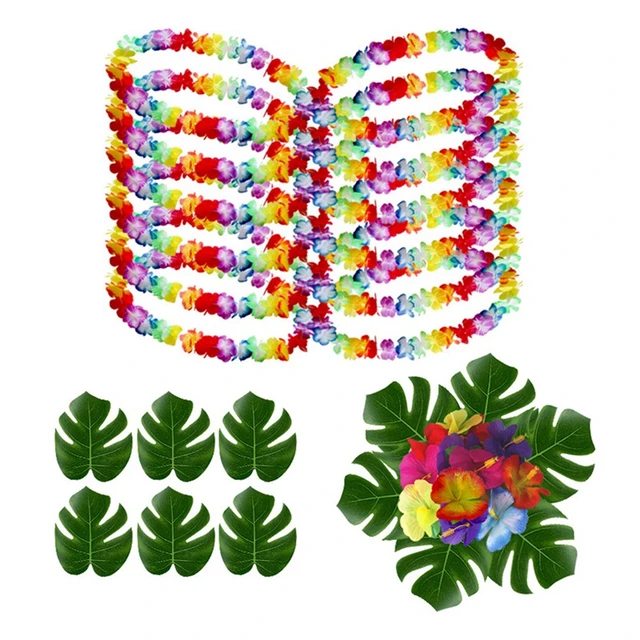 48 Pcs collane hawaiane Leis foglie di palma artificiali per Hawaii Fancy  Dress Tropical Luau decorazioni forniture - AliExpress