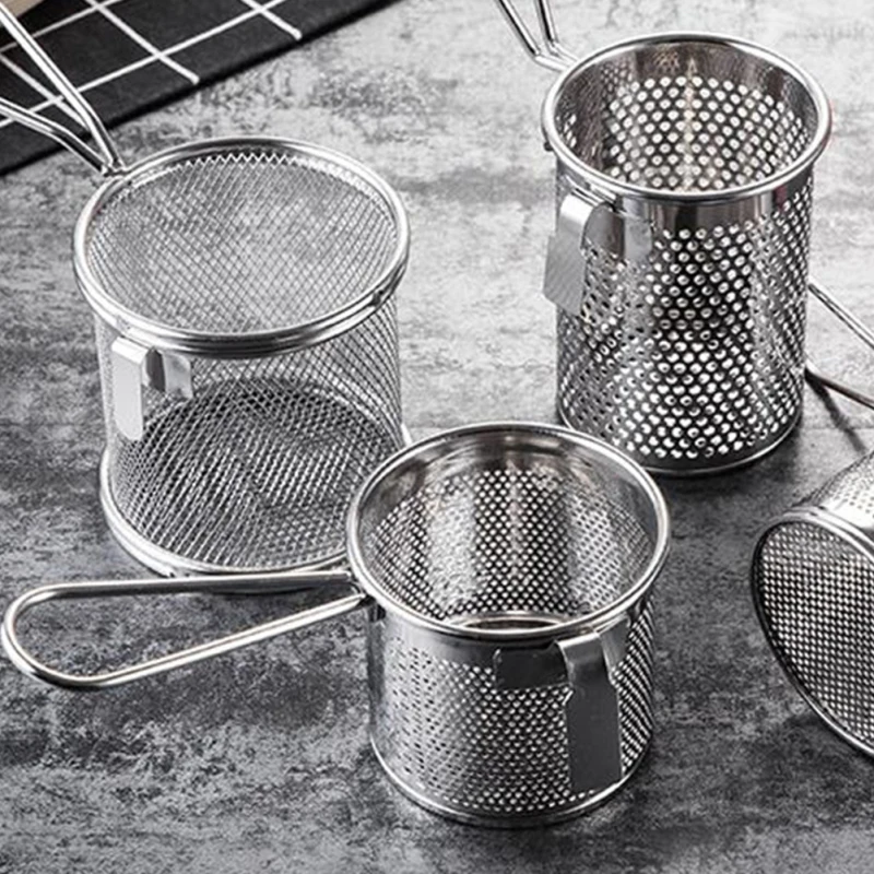 Description Picture 6 of itemSeparator Hot Pot Slip Through The Net Mini Deep Fryer Pasta Boil Baskets Stainless Steel Hot-pot Separation Sieve