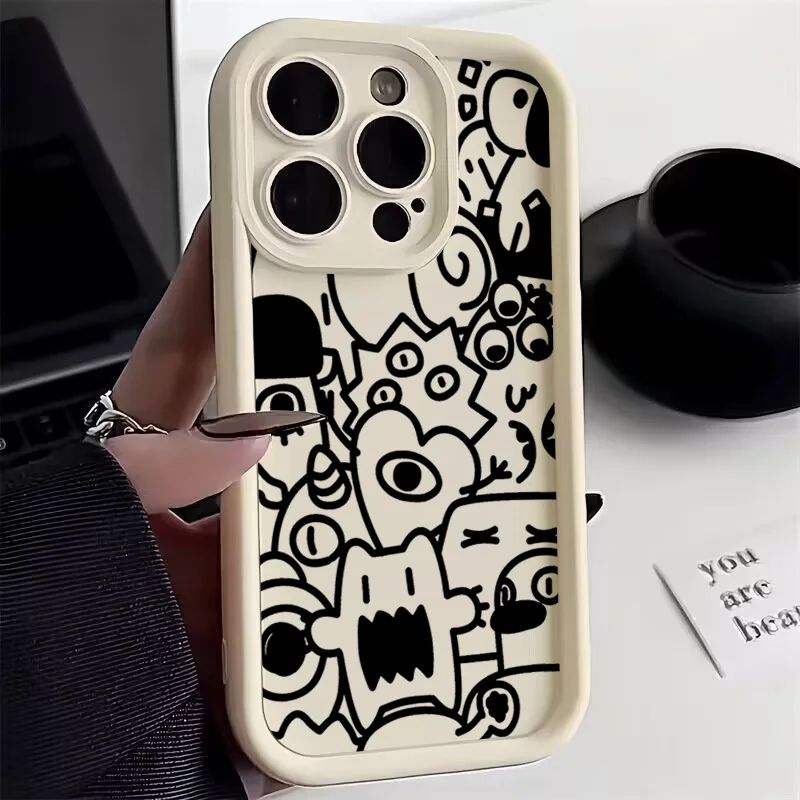 Black Graffiti Matte Silicone Phone Case