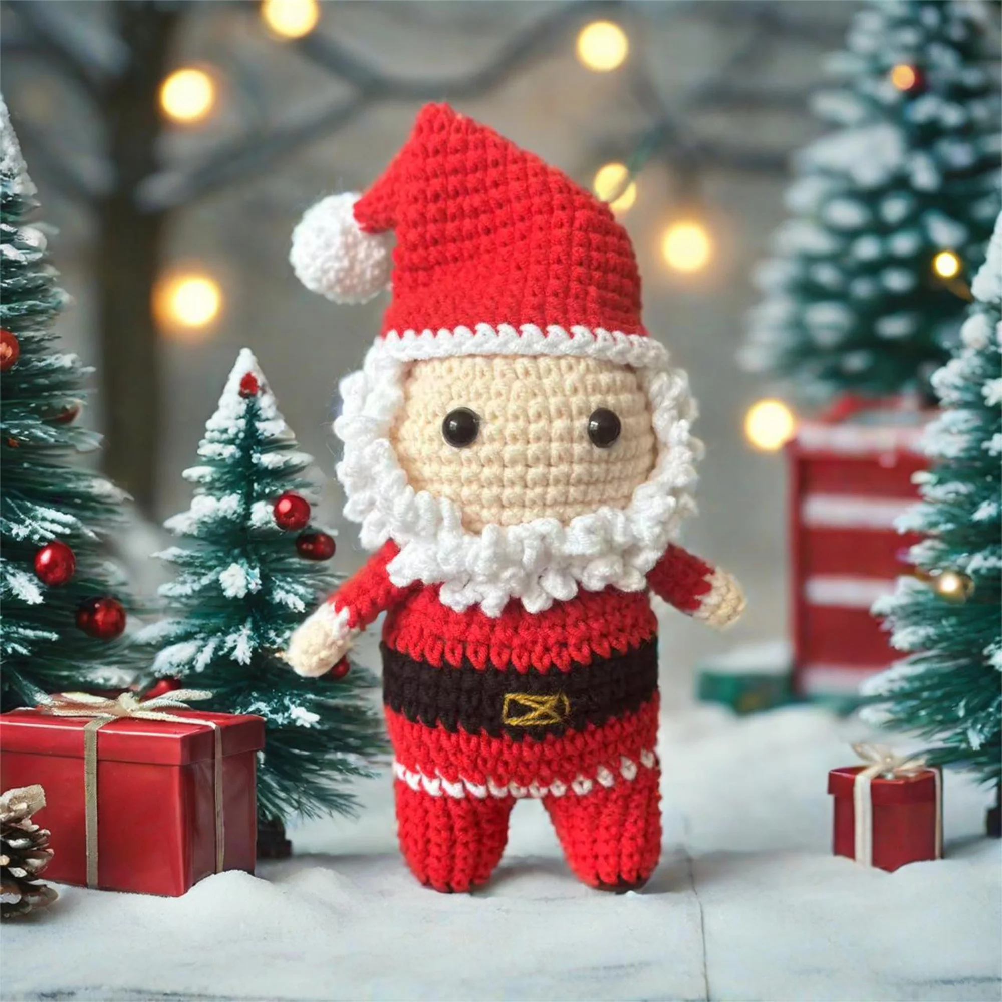 Christmas Crochet Santa Claus Reindeer Doll Cute Christmas Desk Decor for Home Holiday and Present